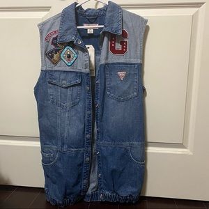 Guess patch denim vest jacket